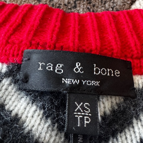 rag & bone Black and Red V-Neck Sweater wool size small - Picture 3 of 5